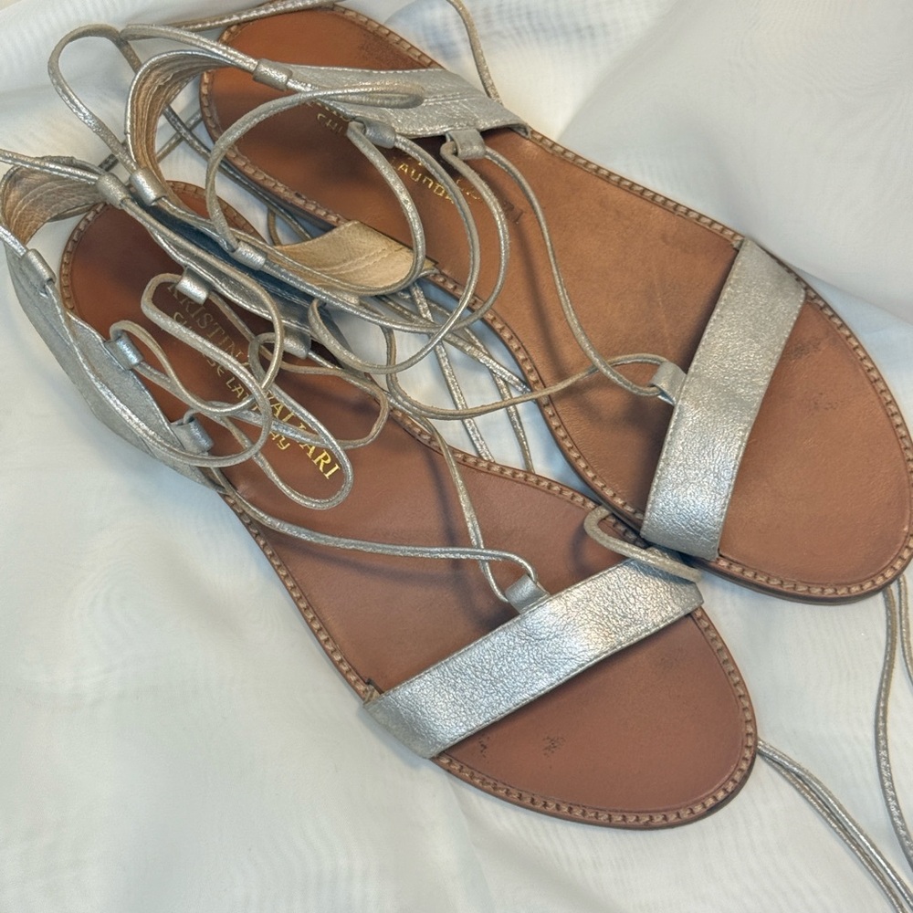 Chic Silver Lace-Up Sandals